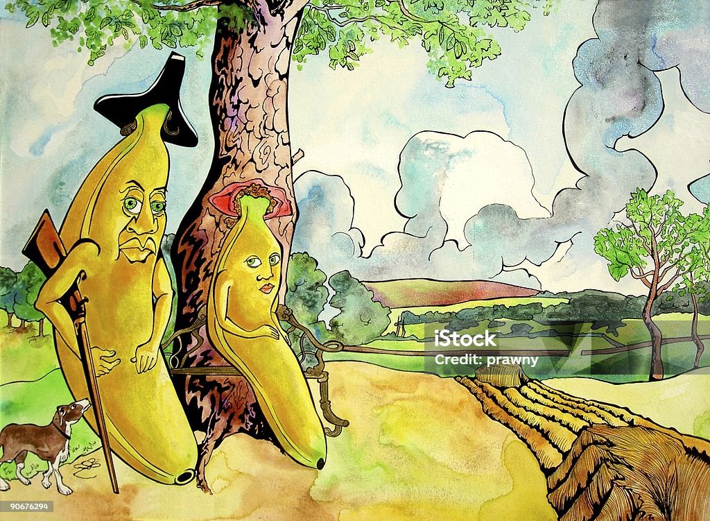 Senhor Banana e sua esposa - Ilustração de Estilo Vitoriano royalty-free