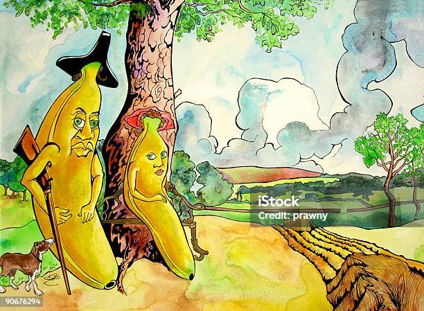 Банан И Его Жена Г — стоковая векторная графика и другие изображения на тему Викторианский стиль - Викторианский стиль, Живопись - художественное произведение, Поле