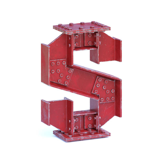 istock Steel I beam font 3d rendering letter S 906765080