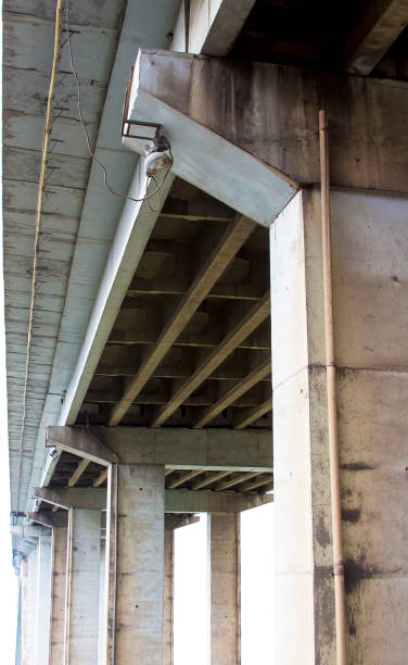 istock Bottom structure of the bridge in the city, a unique perspective 906765300