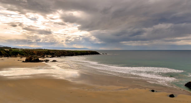 istock Panoramic view of serene beach in Asturias, Spain. 906766118