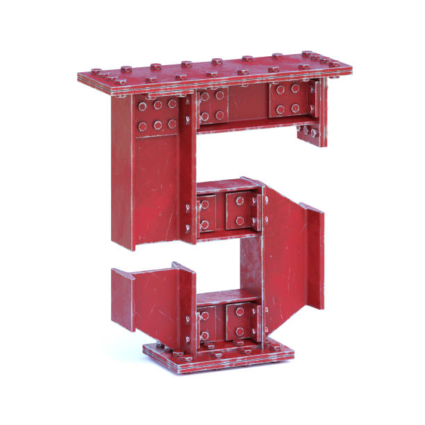 istock Steel I beam font 3d rendering number 5 906769520