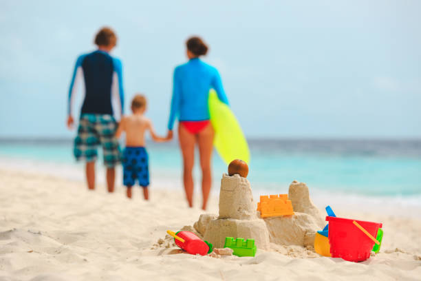 istock sand castle on tropical beach, family vacation 906769618