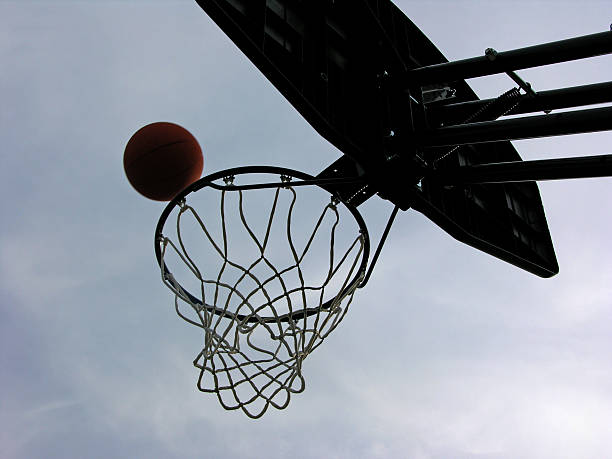 Basketball and hoop stock photo