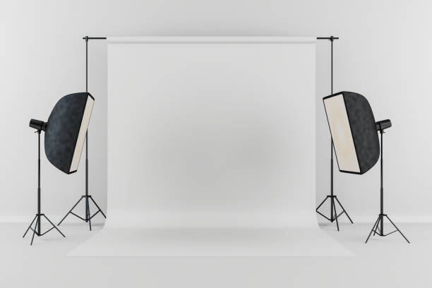 3d studio setup met witte achtergrond - studiofoto fotos stockfoto's en -beelden