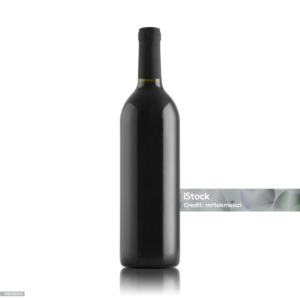 Wine bottle with black label Wine Bottle Stock Photo