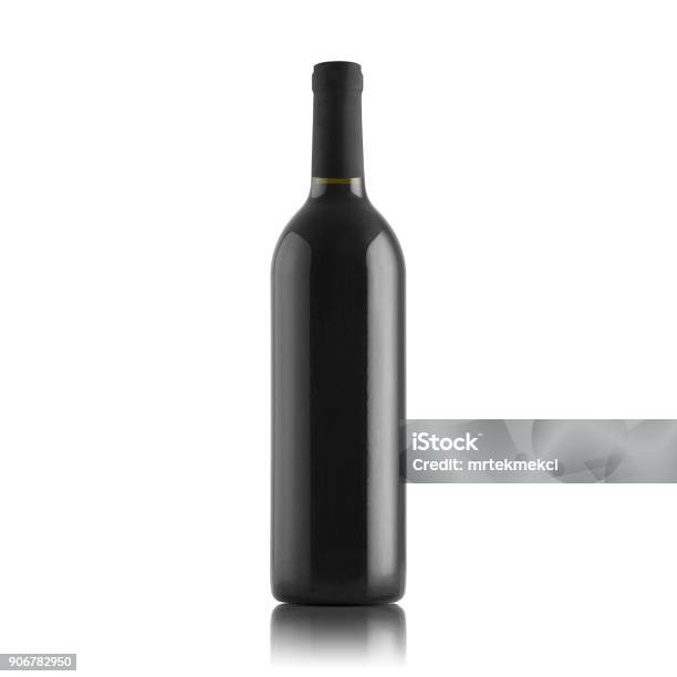 Wine Bottle With Black Label Stock Photo - Download Image Now - Wine Bottle, Bottle, Cut Out
