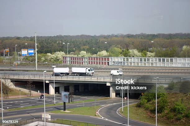 Crossing At The Highway Stock Photo - Download Image Now - Aerial View, Autobahn, Bridge - Built Structure