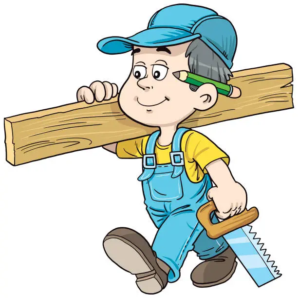 Vector illustration of Child as a carpenter