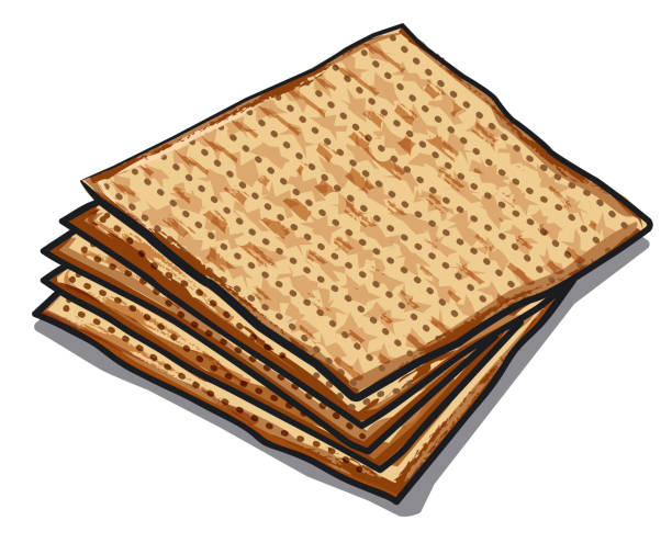 традиционные еврейские мацох - matzo passover cracker unleavened bread stock illustrations