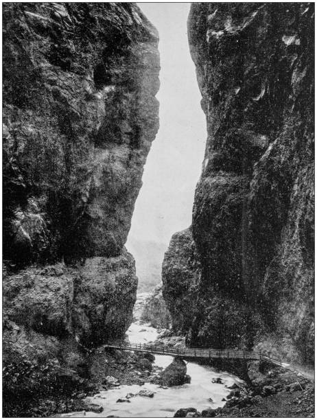 Antique photograph of World's famous sites: A thousand foot chasm, Grindelwald, Switzerland