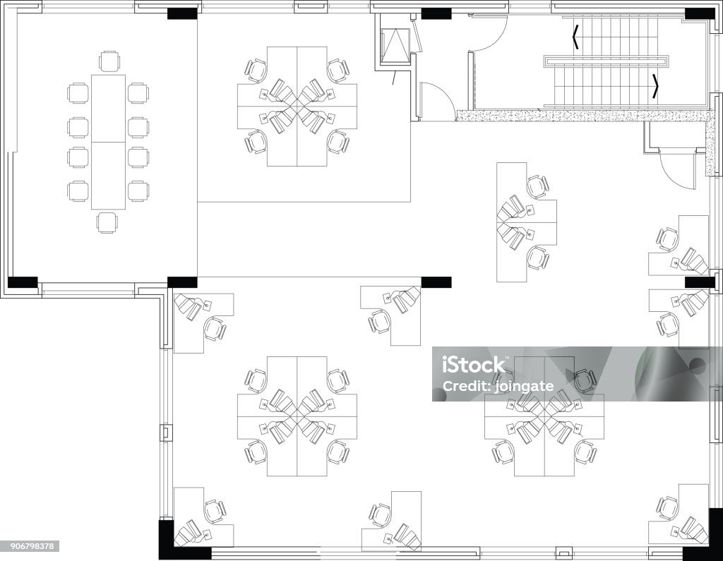 floorplan of a commerical office layout floor space drawings of a commercial business workspace Office stock vector