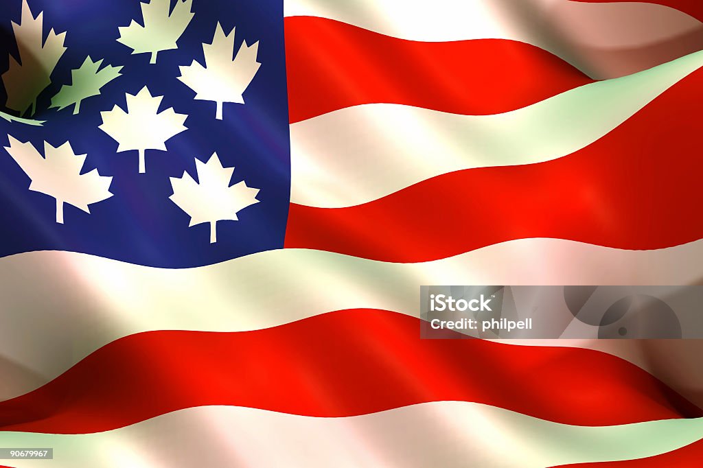Flags, Kanada-USA Umowa handlowa - Zbiór zdjęć royalty-free (Flaga Kanady)
