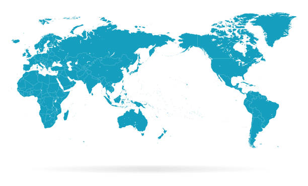 ilustrações de stock, clip art, desenhos animados e ícones de world map outline contour silhouette borders - asia in center - africa map silhouette vector