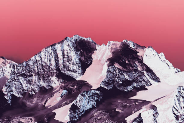 ultra violet color mountains in the alps switzerland - engadine switzerland mountain snow imagens e fotografias de stock