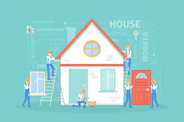 Vector illustration of House building illustration.