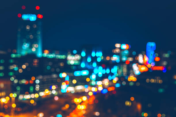 vibrant blurred city lights of berlin at night