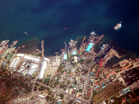 Aerial shot of the wharf area of General Santos City, Philippines