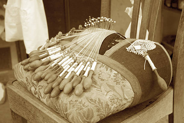 lacemaker's tools  lacemaking photos stock pictures, royalty-free photos & images