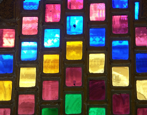 Stained glass in  window of Mehrangharh Fort ,Jodhpur,Rajasthan,India