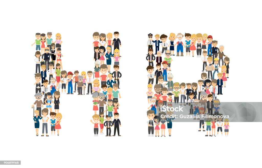 HR letters from people's crowd. HR letters from people's crowd. Finding the best candidate. Human Resources stock vector