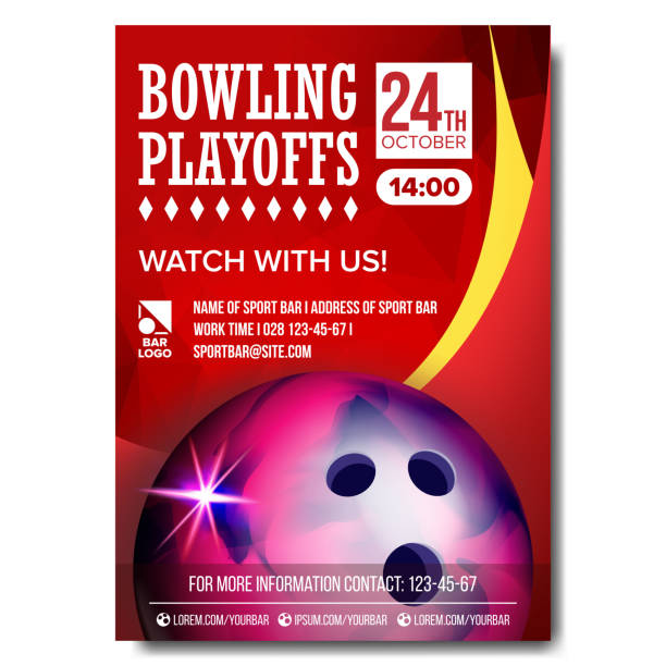 Bowling Poster Vector. Design For Sport Bar Promotion. Bowling Ball. Modern Tournament. A4 Size. Championship Bowling League Flyer Template. Game Illustration Bowling Poster Vector. Sport Event Announcement. Banner Advertising. Professional League. Vertical Sport Invitation Template. Event Label Illustration cricket bowler stock illustrations