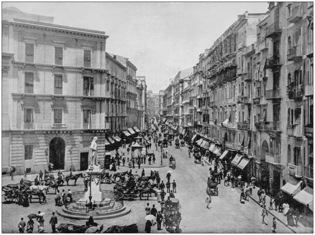 Antique photograph of World's famous sites: Toledo Street, Naples, Italy Antique photograph of World's famous sites: Toledo Street, Naples, Italy naples italy photos stock illustrations