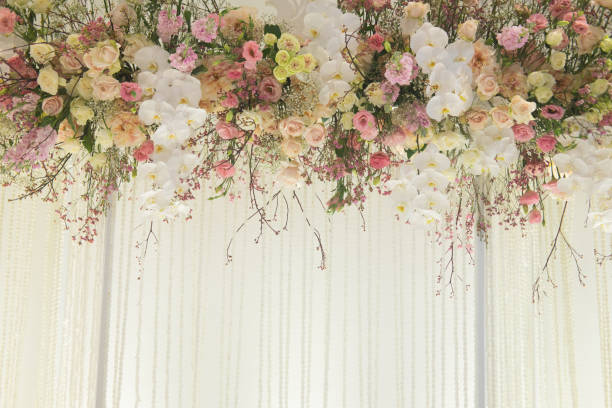 istock Indoor luxurious wedding ceremony backdrop and background 906833038