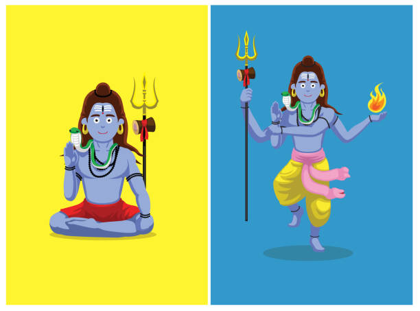 Hindu God Shiva Sitting Dance Cartoon Vector Illustration Stock  Illustration - Download Image Now - iStock