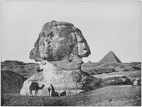 Antique photograph of World's famous sites: The Sphinx, Egypt