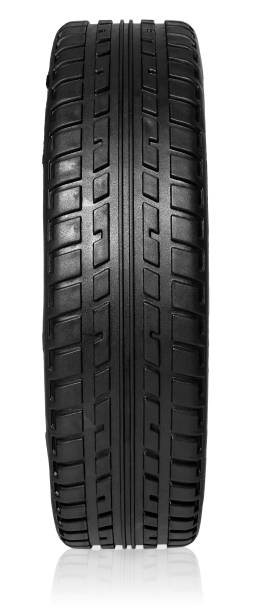 istock Car tire with tread forward. Rubber wheel isolated on white background with slight shadow. 906837316
