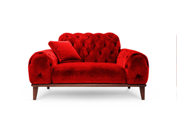 Luxury red armchair Luxury red armchair on white background, included clipping path derbyshire photos stock pictures, royalty-free photos & images
