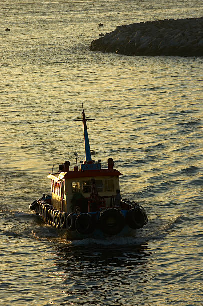 boat , sunset stock photo