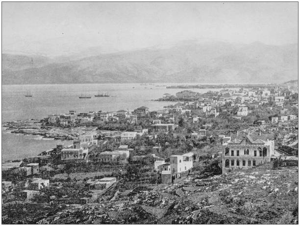 Antique photograph of World's famous sites: Beirut, Lebanon Antique photograph of World's famous sites: Beirut, Lebanon lebanon beirut stock illustrations