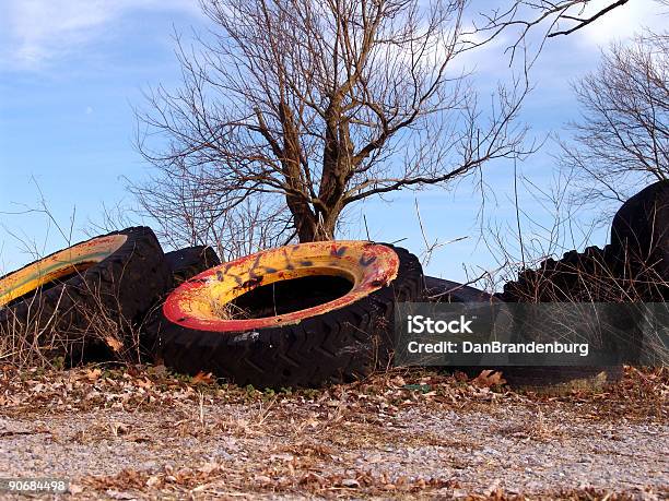 Rotted Pneus E Árvore Seca - Fotografias de stock e mais imagens de Borracha - Material - Borracha - Material, Carro, Cruel