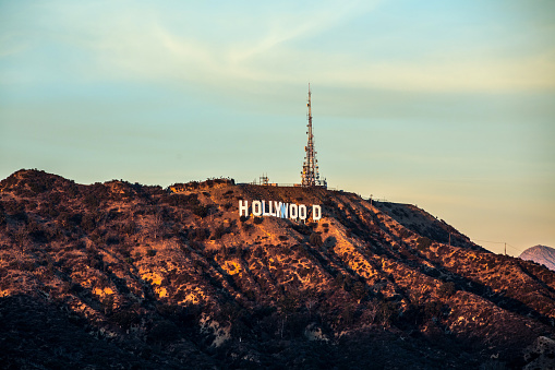 Los Angeles, California, USA - November 22nd, 2017: The Hollywood sign at dusk in Los Angeles. The image was shot from a nearby hill.