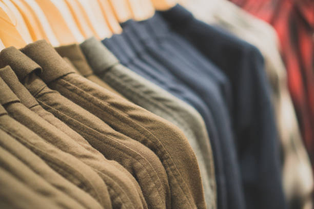 istock Men's warm shirts in a clothing store. 906851266