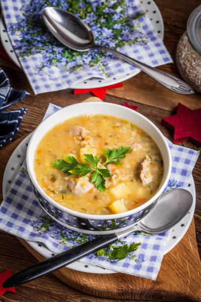 istock Soup with barley and chicken gizzards. 906853728