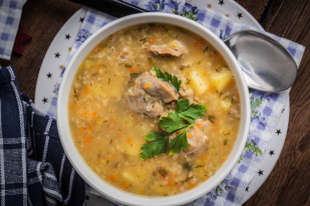istock Soup with barley and chicken gizzards. 906853862