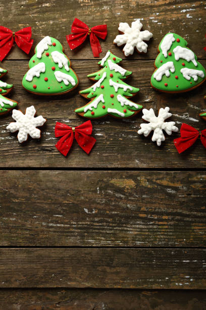 istock Wood Christmas background, food above 906862896