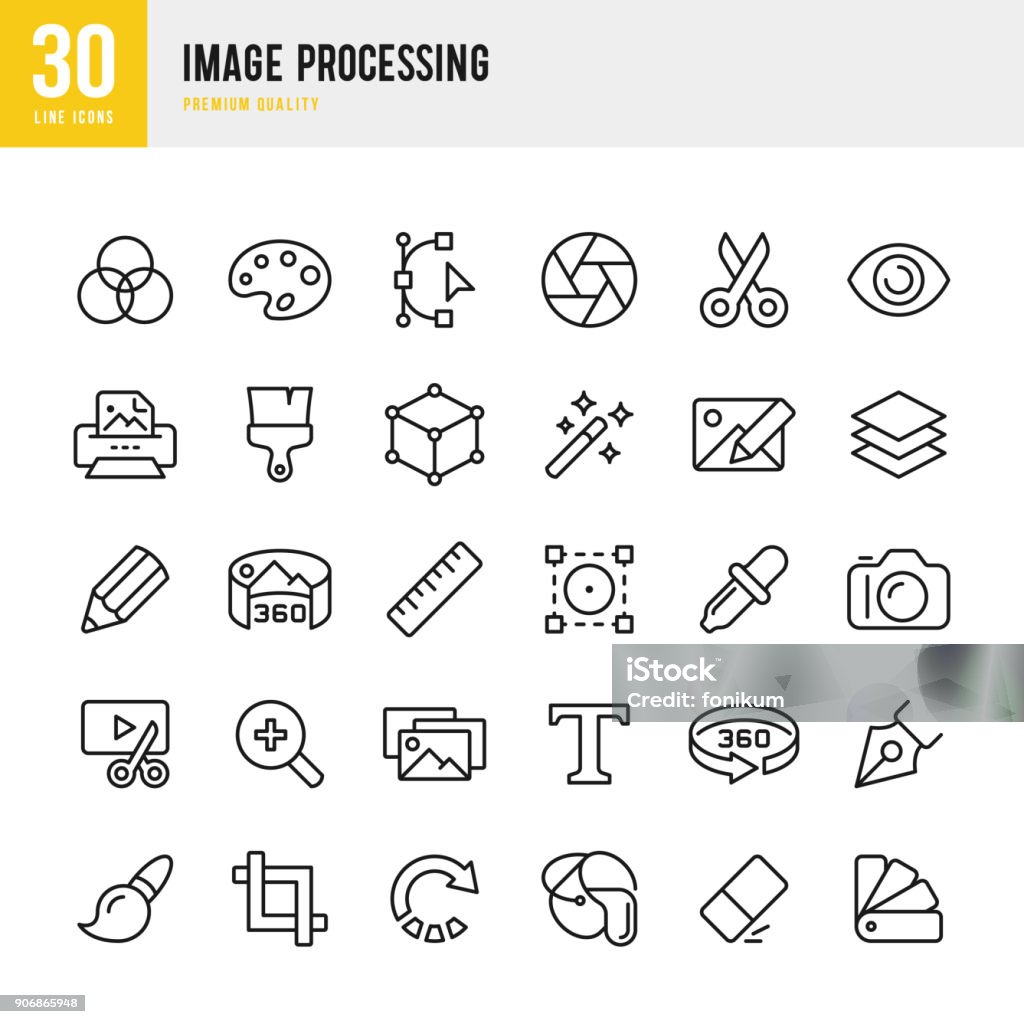 Image Processing - dunne lijn vector icons set - Royalty-free Pictogram vectorkunst