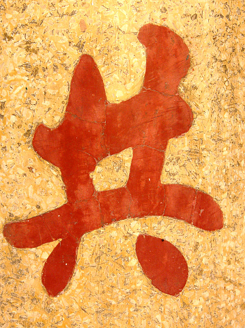 Chinese script on a shrine pillar