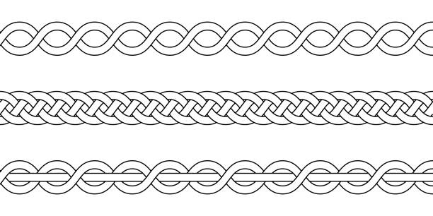 ilustrações de stock, clip art, desenhos animados e ícones de macrame crochet weaving, braid knot, vector knitted braided pattern intersecting strands wicker - wicker backgrounds textured pattern