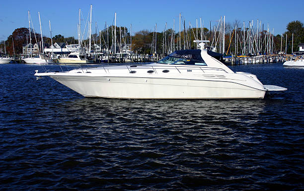 Yacht in the harbor stock photo