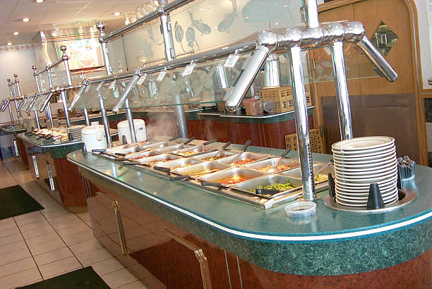 All You Can Eat Chinese buffet table stock photo