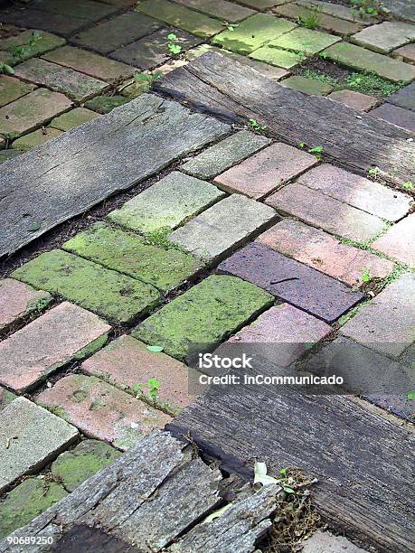 Brick Terrace Steps Stock Photo - Download Image Now - Moss, Patio, Brick