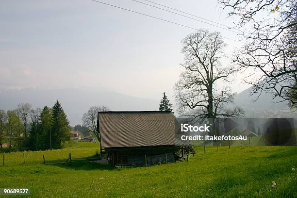 Foto de Swiss Meadow Com Um Celeiro e mais fotos de stock de Alpes europeus - Alpes europeus, Alpes suíços, Campo