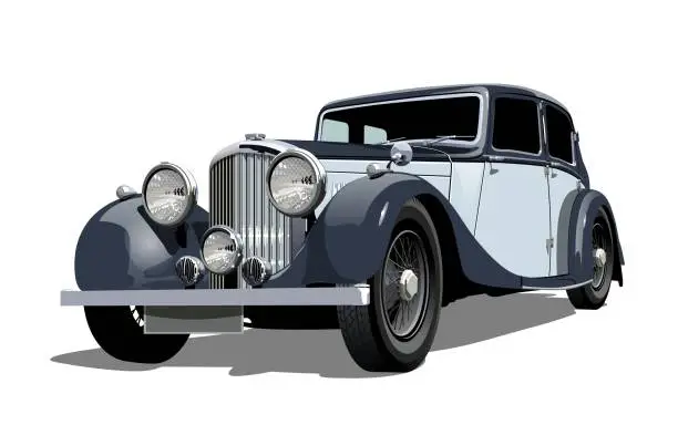 Vector illustration of Vector vintage car