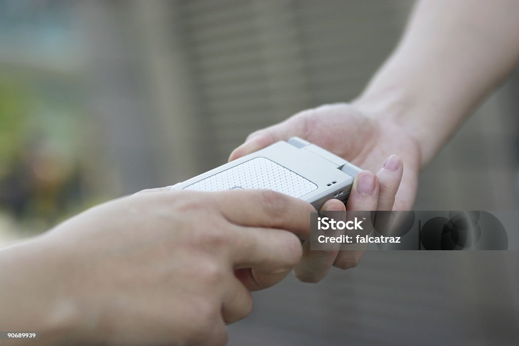 Passing the phone #2  Button - Sewing Item Stock Photo