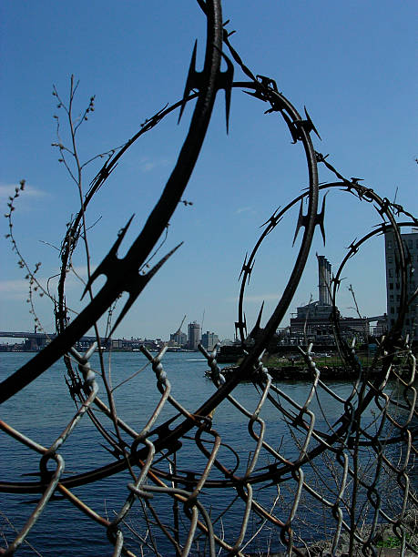 alambre de espino _2 - fragility city barbed wire wire fotografías e imágenes de stock